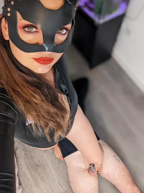 His little cage never stops me hurting his balls...