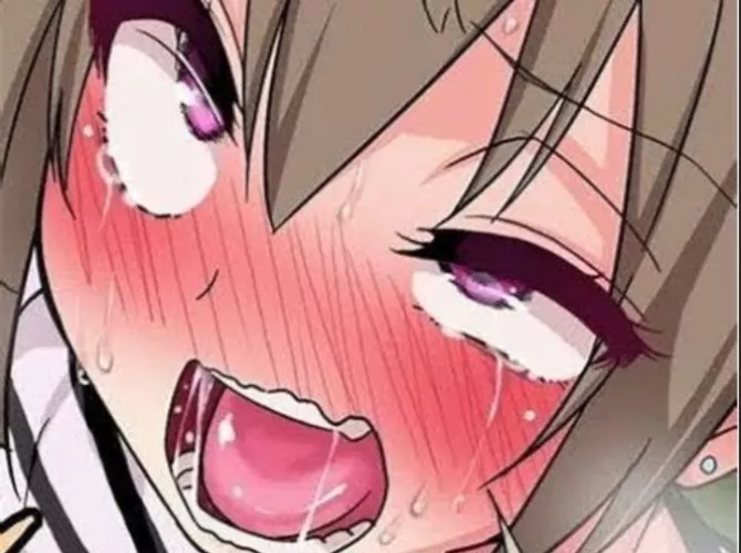 LF Color Source: Ahegao, Blush, Light Brown Hair, Earrings, Purple Eyes, Crying, Tongue, Open Mouth, Salivation