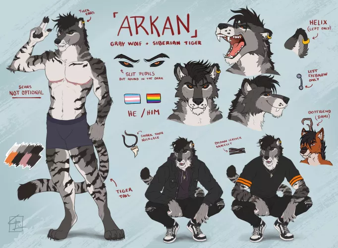 Made a new ref sheet of my fursona! (Art by me)