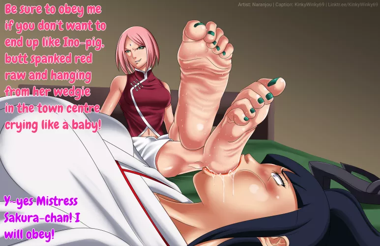 Sakura threatens Hinata (Naranjou) (caption by me)