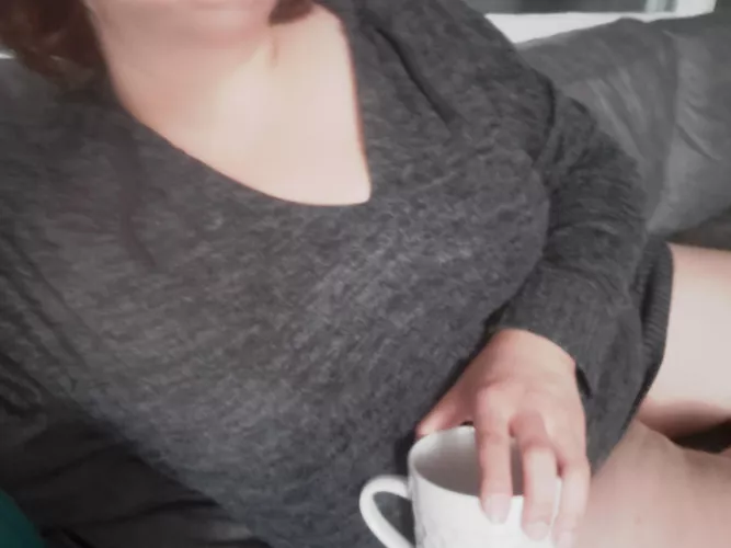 join me for some coffee...and a peek under the sweater?