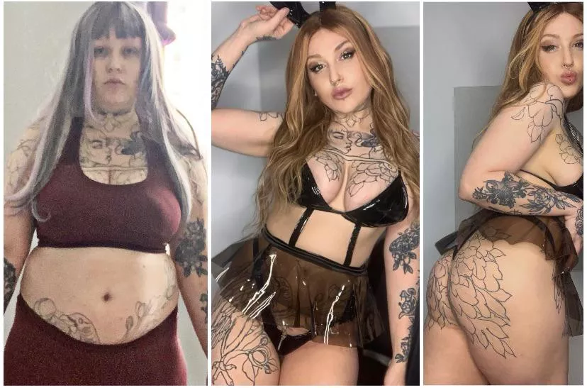 1 year transformation ✨20kg weight loss and fillers. Hoping to get new tits and liposuction next