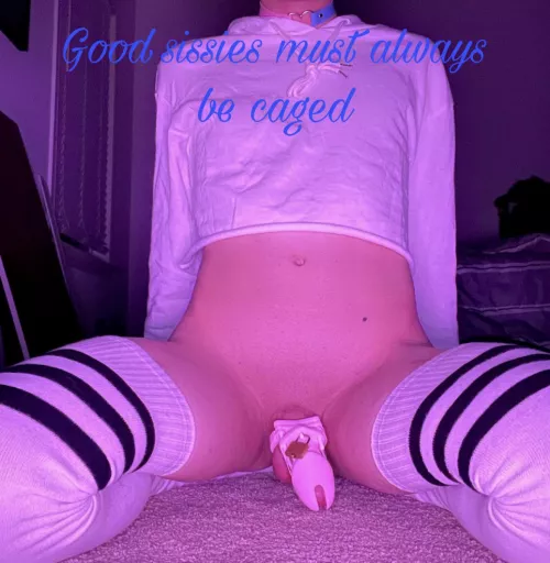 a good sissy should always have her cage on