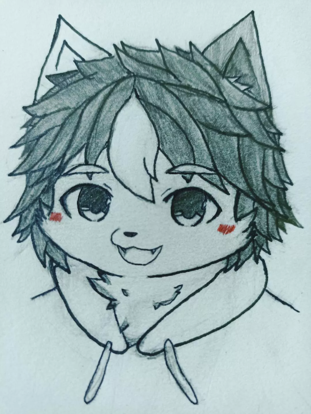 a headshot of my sona with a fairly different style than I used to do