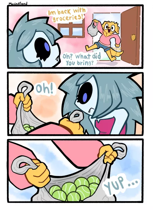 A mazingDOG COMIC!!! “Back with groceries!” (art by me)