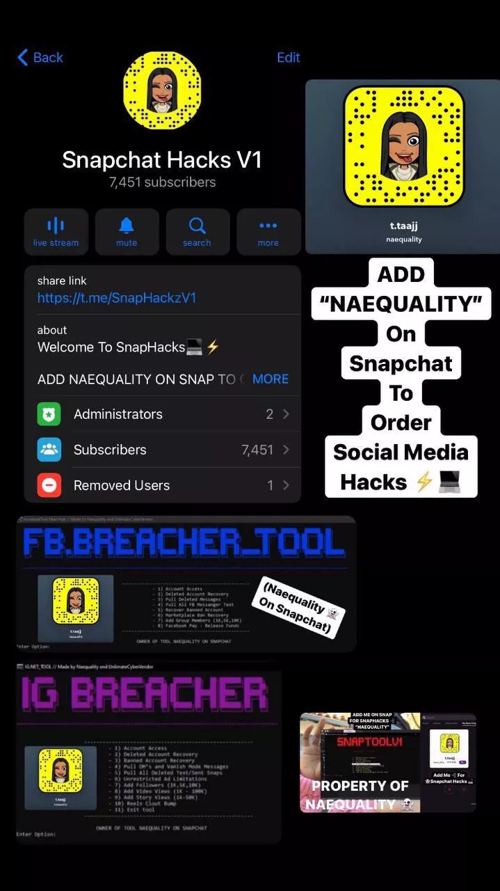 Add naequality on snap to order social media hacks from Snapchat, Instagram, & Facebook. Telegram & Proof Below Add naequality on snap to order social media hacks from Snapchat, Instagram, & Facebook. Telegram & Proof Below