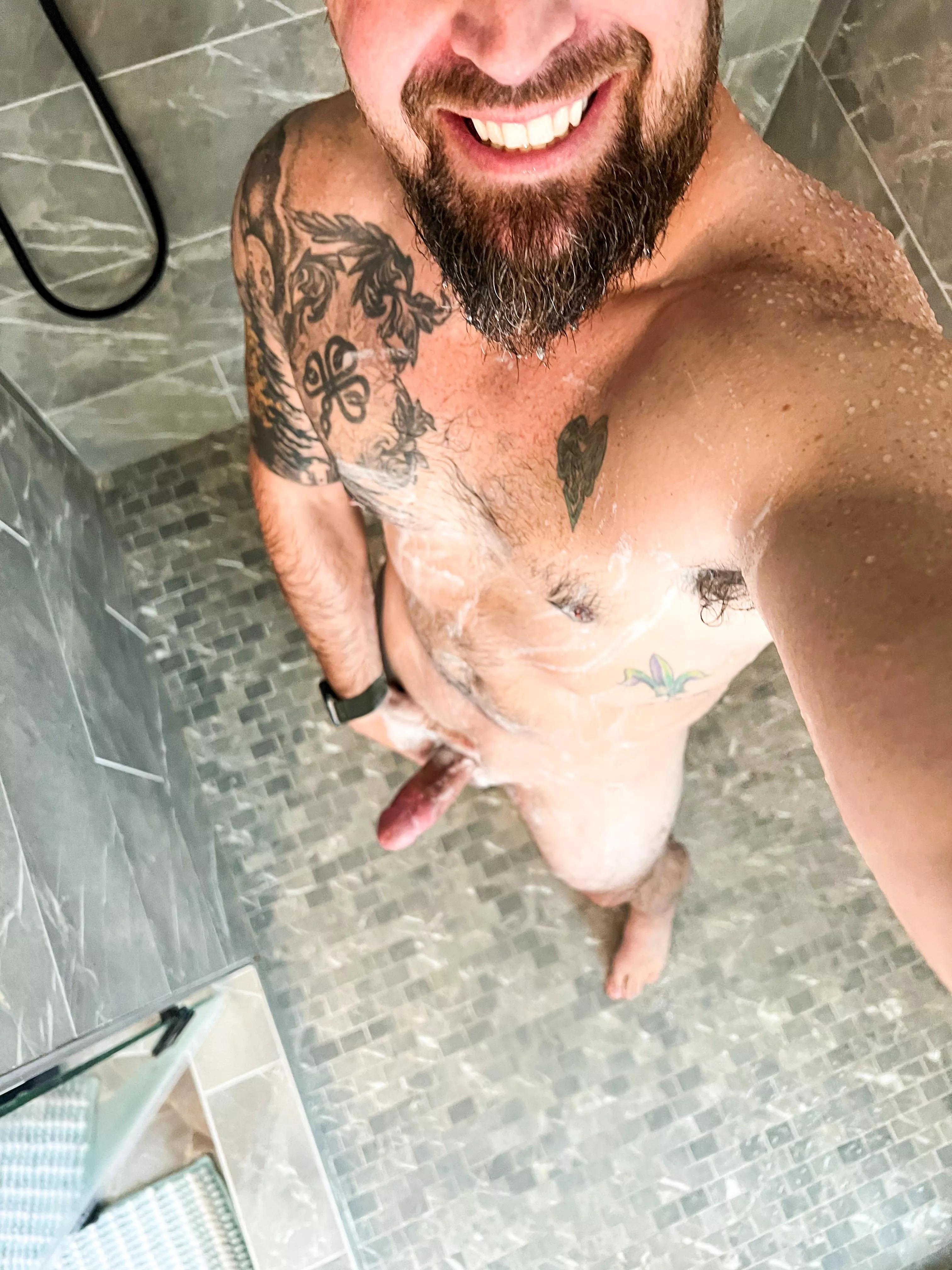 After workout shower… it’s freakin humid out there! (M)