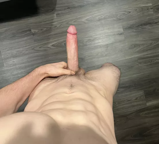 Ahh, it feels so good to gaze down at my hung cock