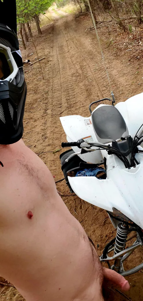 Another nude adventure out on the 4wheeler.