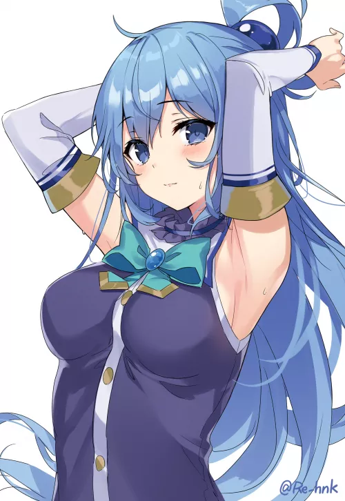 Aqua Tying her hair
