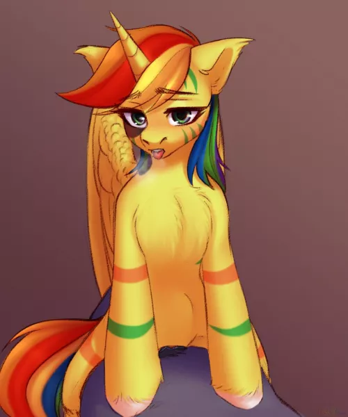(Artist is Nika-Rain) Horny Alicorn lewdly enjoying herself.