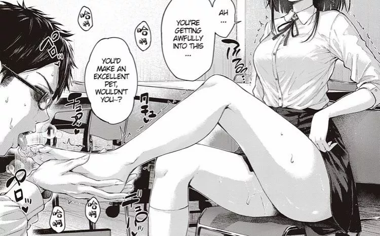 At her feet
