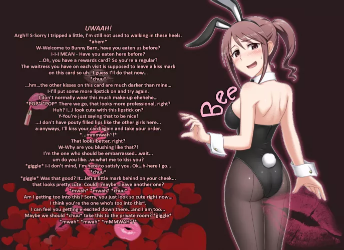 Bee, the Shy and Clumsy Bunny Waitress~! 😅💄💋 [Lipstick] [Kissing] [Wholesome] [Adorkable]