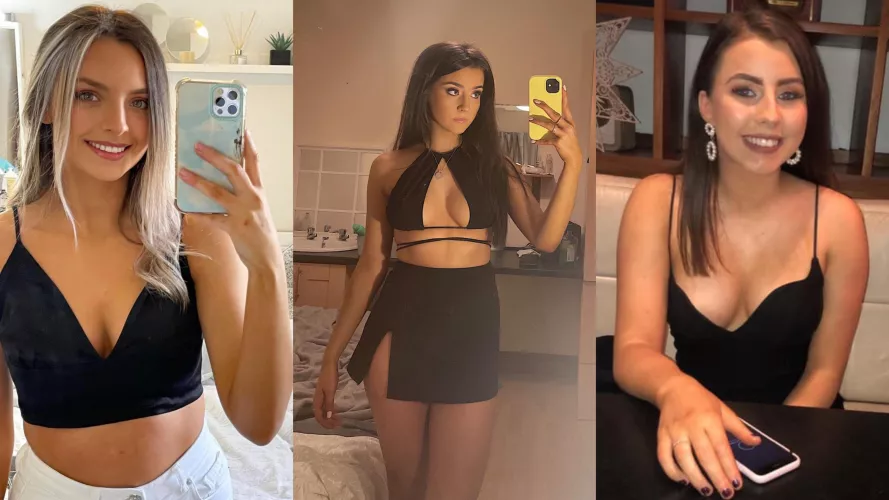 Black dress’ & beautiful cleavage.