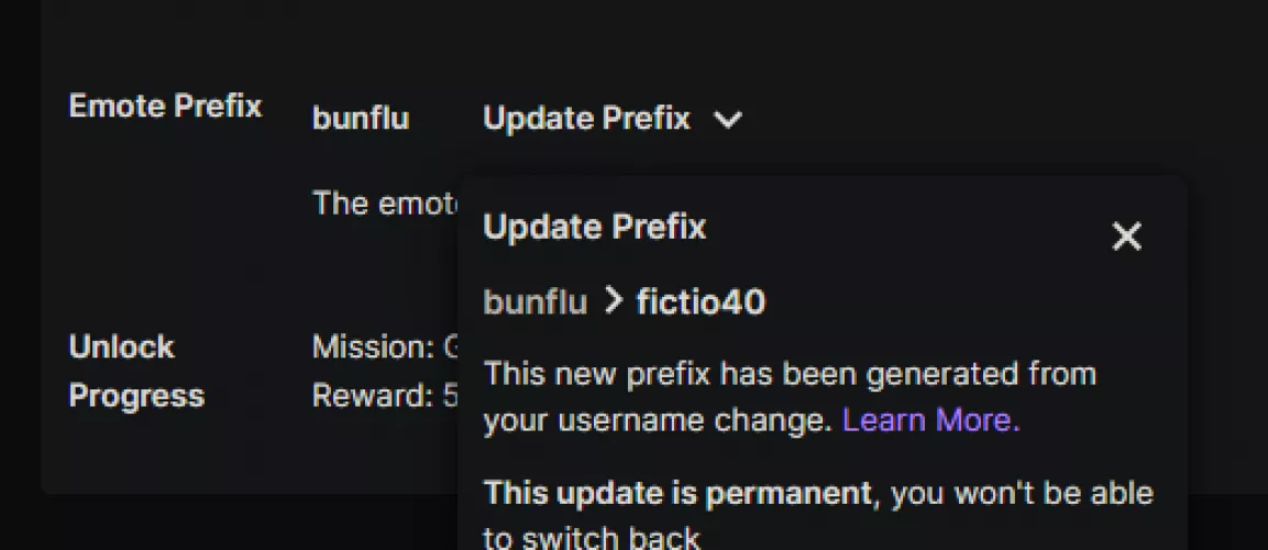 Can't update my prefix because my browser cuts off the confirmation button no matter what I do? Any suggestions?