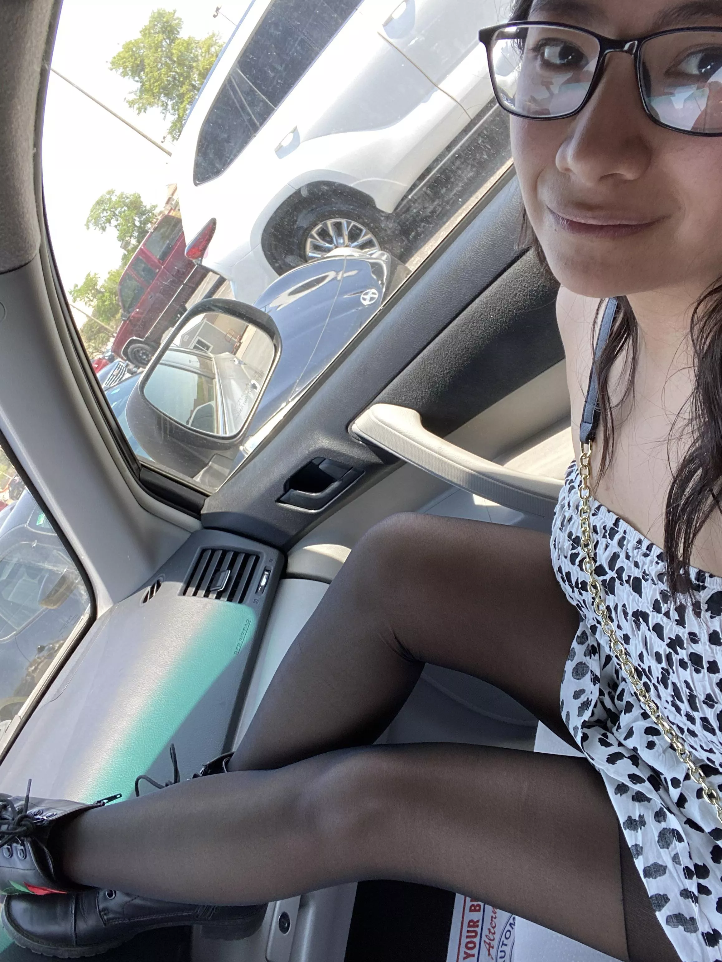 CDR in the car sheer black peaky control top