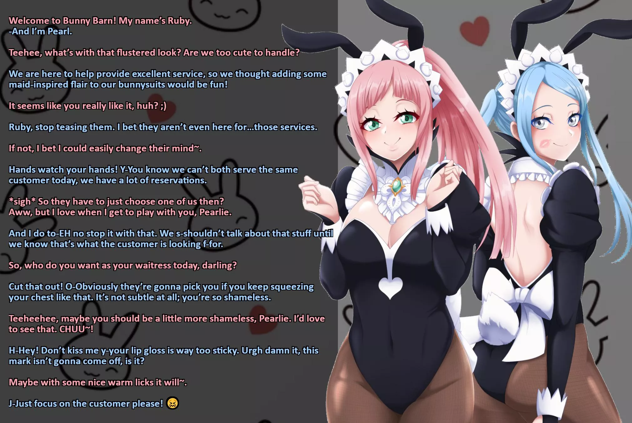 Choose A Bunny Maid! ❤️🐰💙 [FF4A] [Bunnysuits] [Too Cute] [Flirting With Reader…and Each Other] [Lipstick Kiss] [Comment Your Choice!]