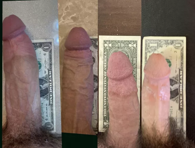 Cock size contest. Send me a pic of your cock compared to a dollar bill to enter. Let’s see if we can get a new winner.