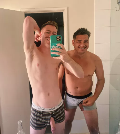 Comparing cock size with my mate. Who’s bigger? 😜