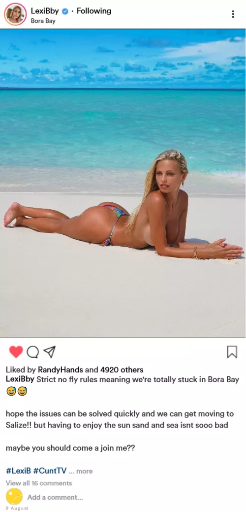 (cuntagram) @LexiBby come join me in Bora Bay??