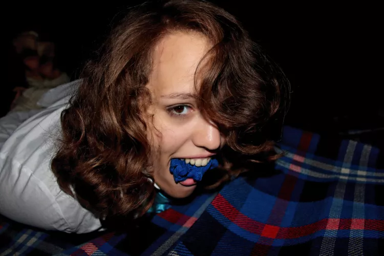 ��Cute amateur girl tied up with panties in her mouth