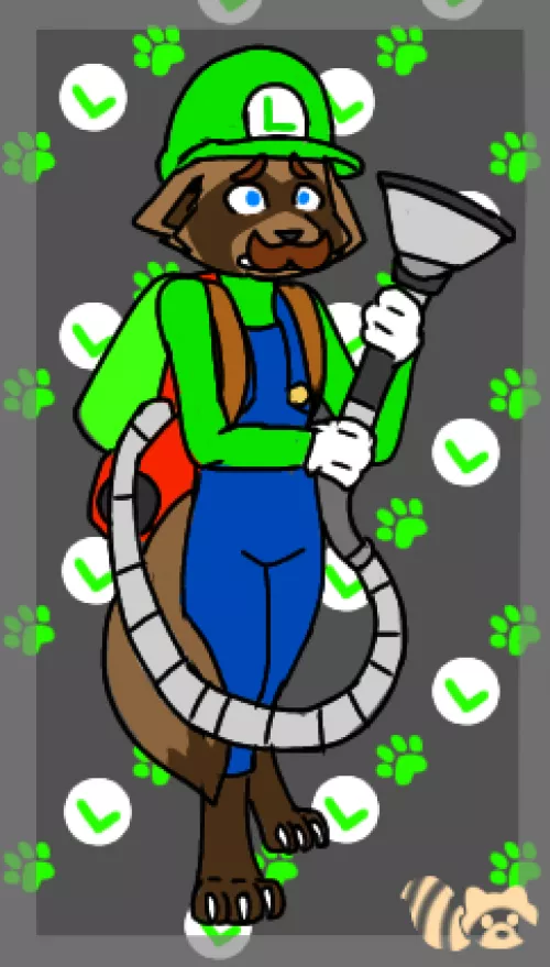 Day 4 of drawing super smash bros as furries:Luigi