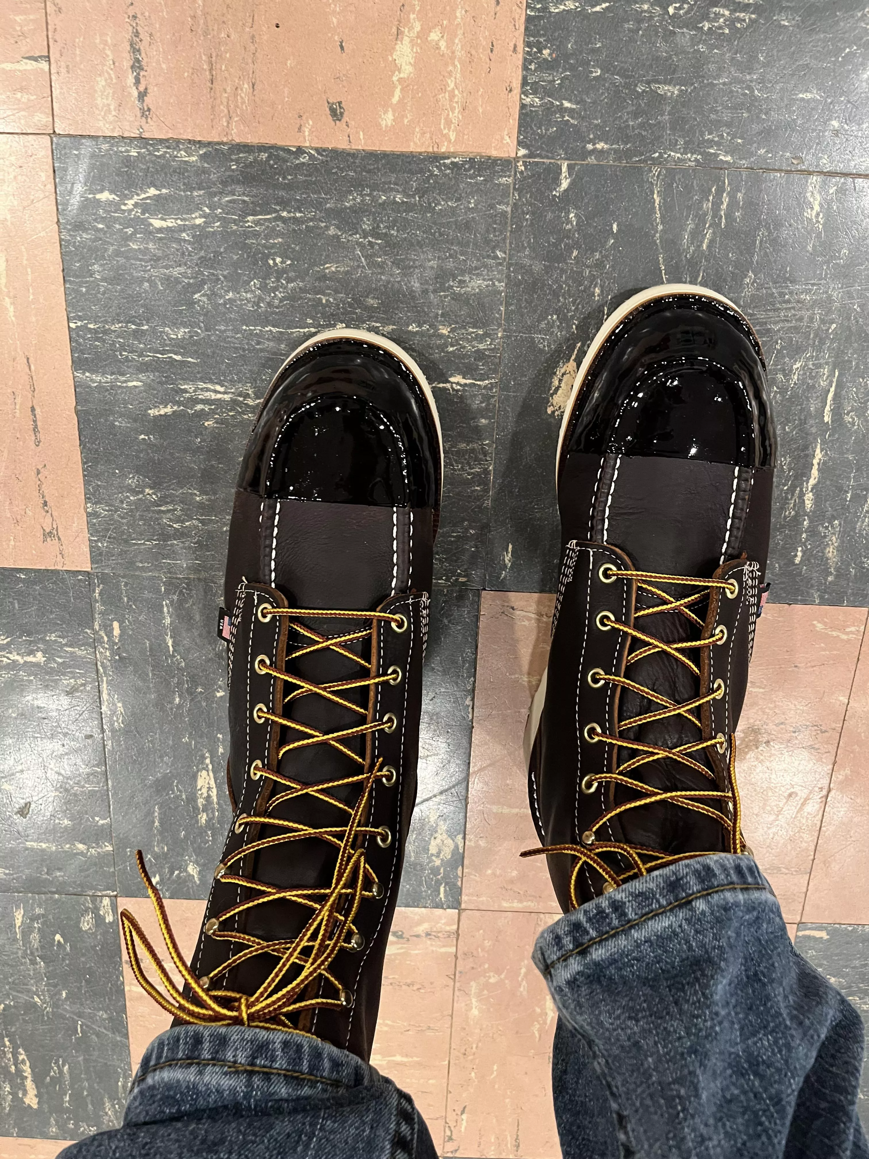 Dipped my new pair of 1957 thorogoods. I know not many people like the look but I think it makes any boot look better. Dipped my new pair of 1957 thorogoods. I know not many people like the look but I think it makes any boot look better.