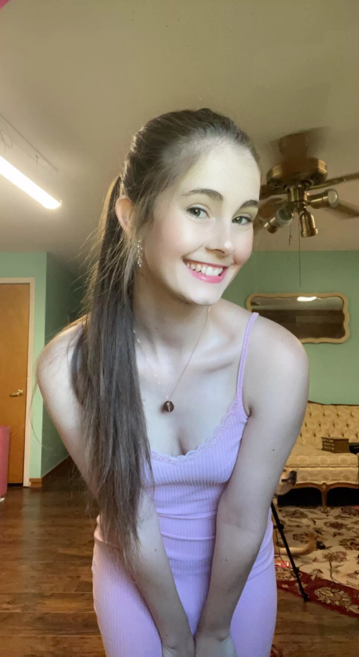 Do you like my slutty dress? I bet if you stood right above me you could see right down my shirt and have a perfect view of my perky nipples. Do you like my slutty dress? I bet if you stood right above me you could see right down my shirt and have a perfect view of my perky nipples.