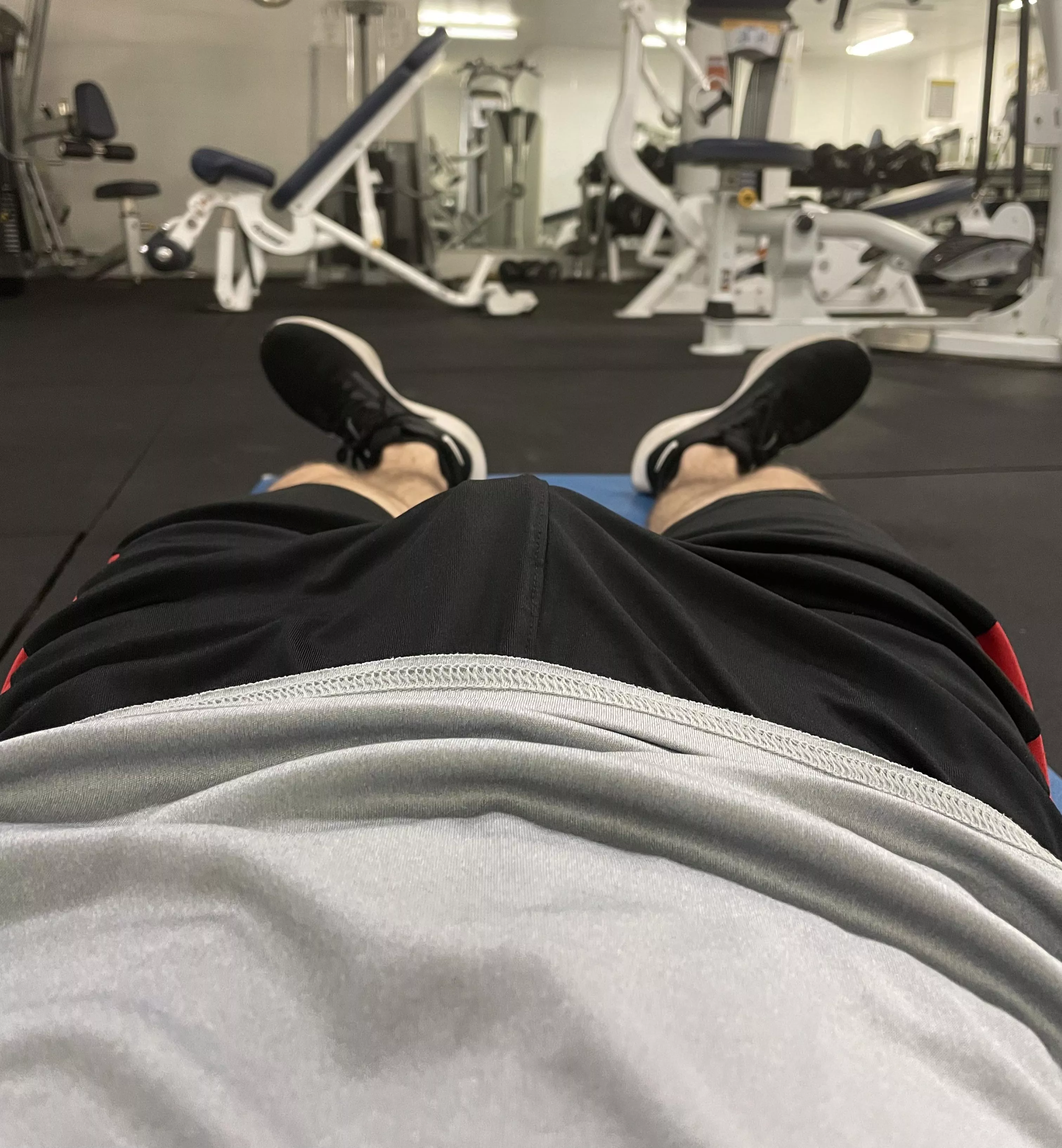 Doing sit ups in the gym like…