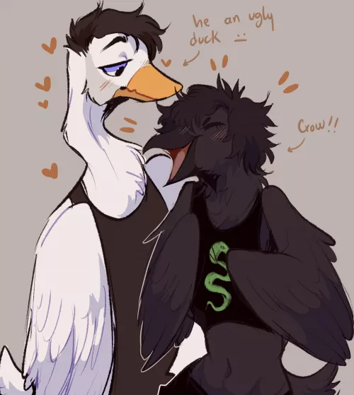 Drew me and my bf as birds!