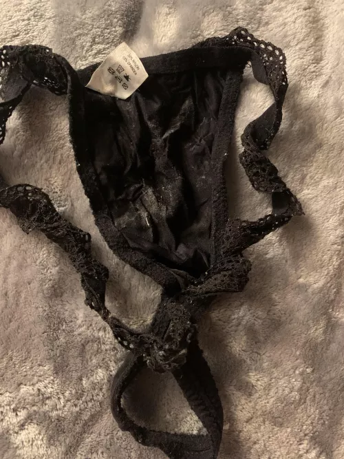 Dried cum in my wife’s XS lace thong