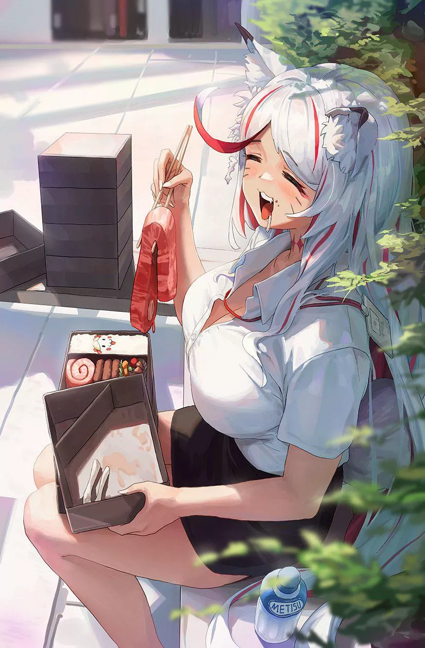 Enjoying her meal