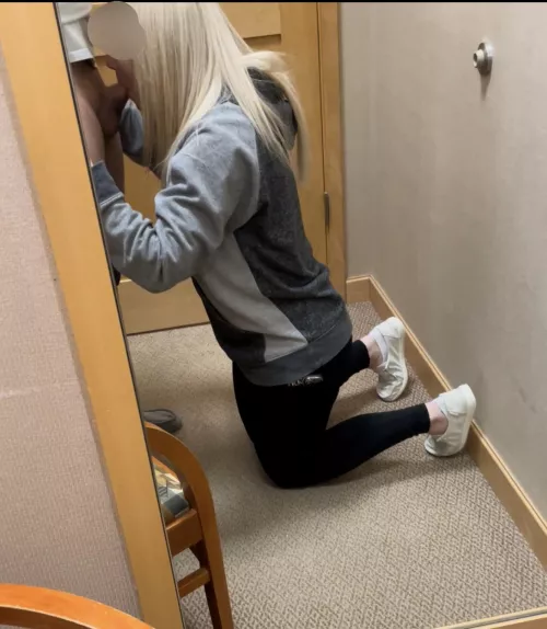 [f] [m] let hubby cum all over my face in the busy mall dressing room.. I hope someone noticed the cum in my hair when we walked out together..😏😈