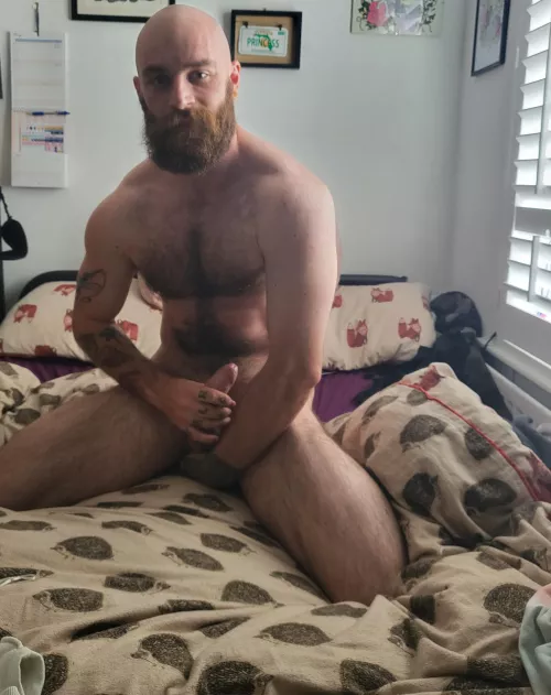 featuring a beard, and a boner