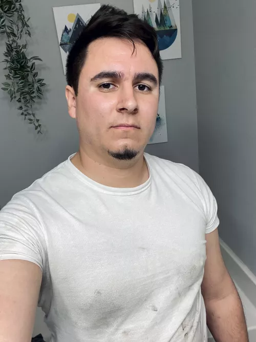 Filthy after helping the neighbor work on his truck