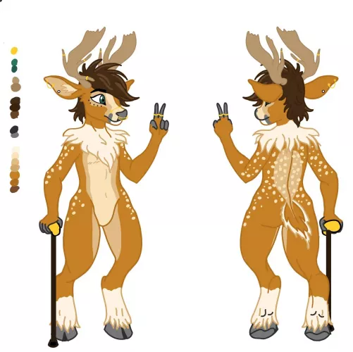 Finally drew my sona, Sybil! He's (he/they) a Caribou/Fallow Deer!