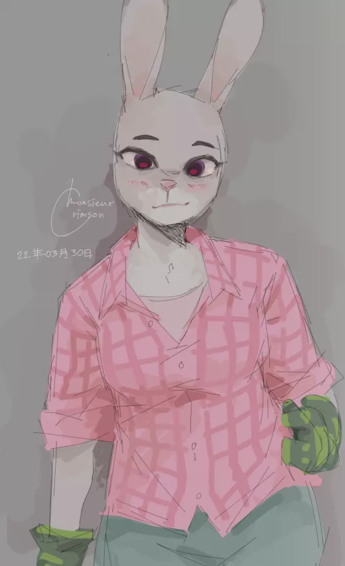 First post... drew Judy Hopps in her country side fit because ive been drawing zootopia content lately <333