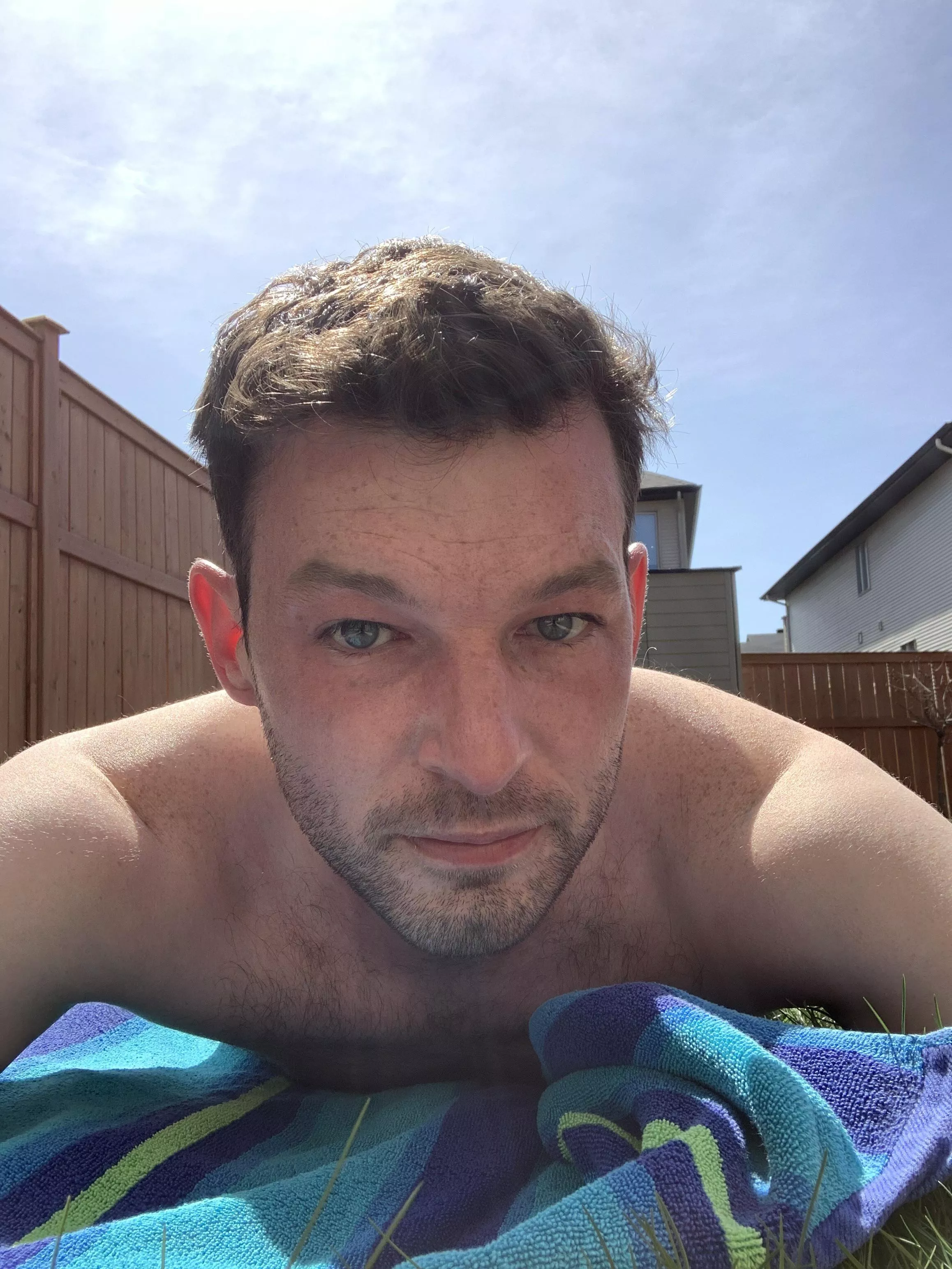 First sun bath of 2022. Felt so good to be outside in just swim shorts again