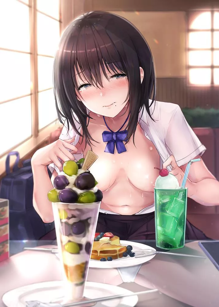 Flashing at a restaurant
