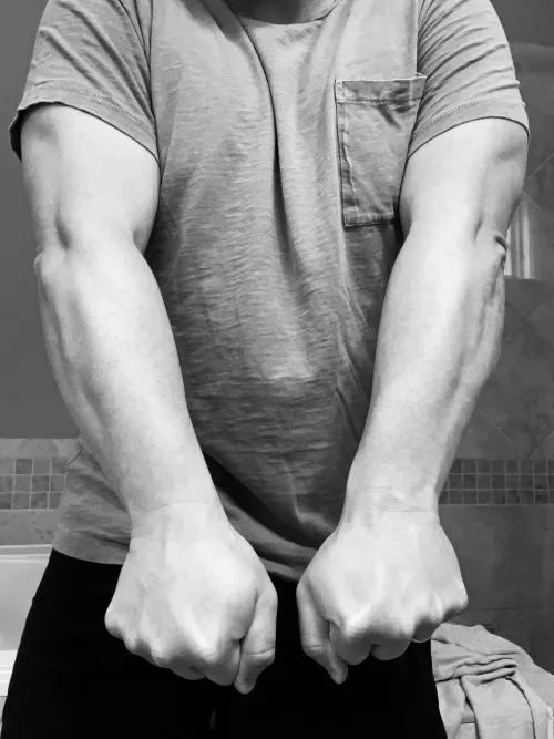 Forearms courtesy of 7 years of car seat carrying.