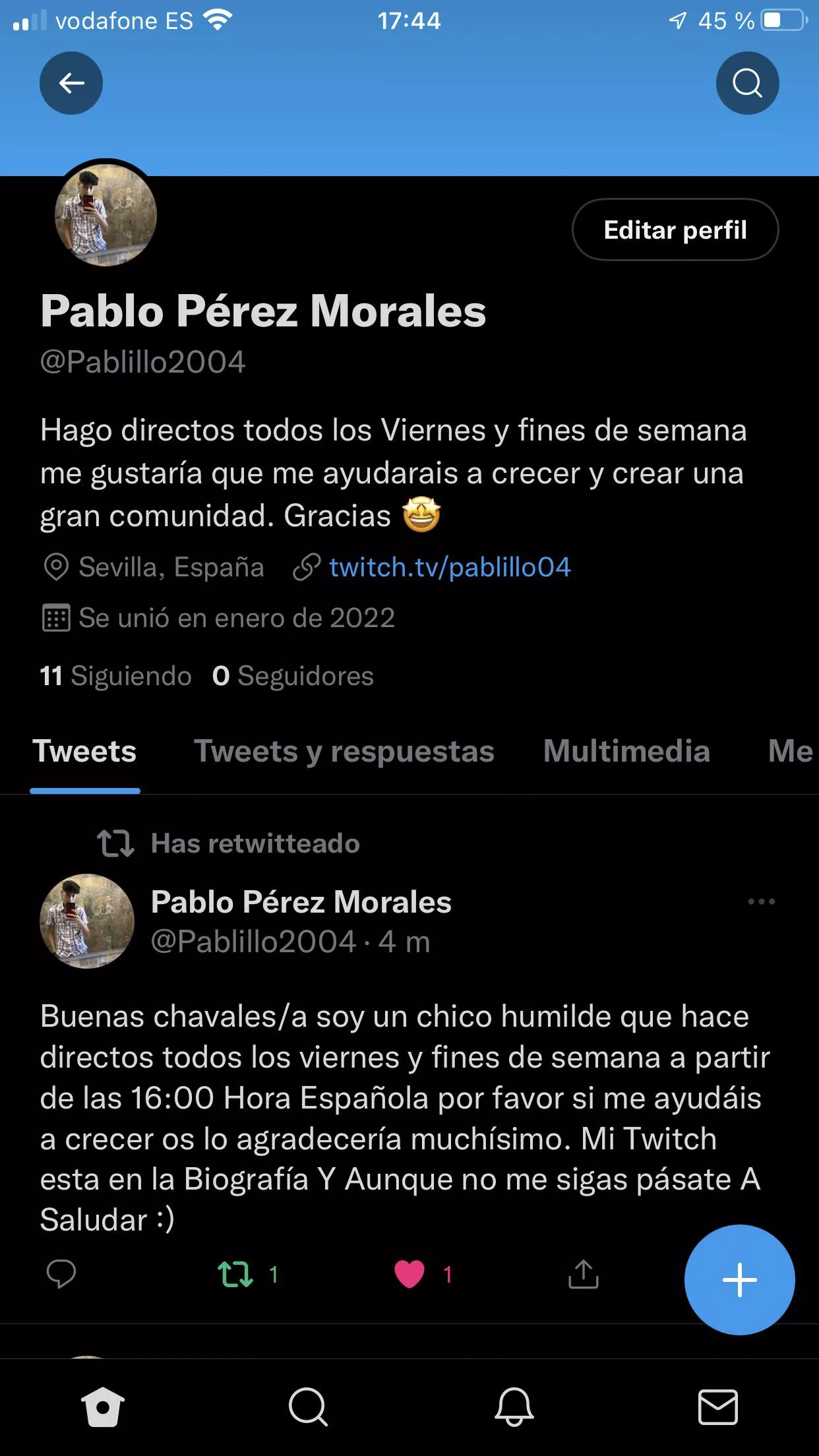 Gente hago directos todos los viernes y fines de semana me gustaría crear una gran y bonita comunidad por favor ayudadme GRACIAS Gente hago directos todos los viernes y fines de semana me gustaría crear una gran y bonita comunidad por favor ayudadme GRACIAS