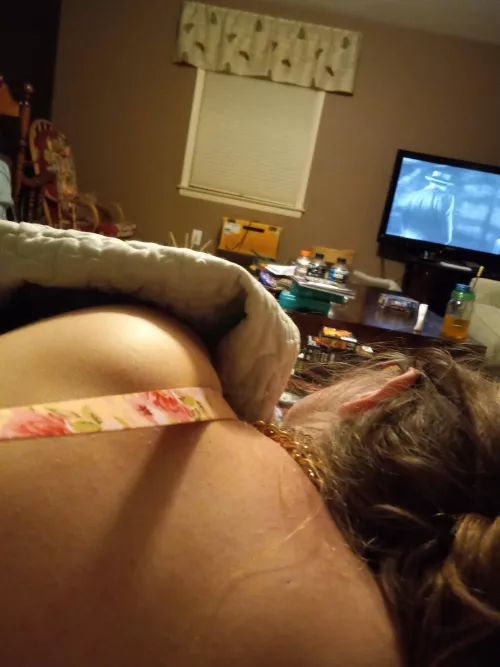 Good girls get to curl up in Master's lap all night watching movies and getting pet