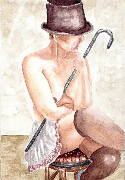 Hat, by me, watercolor, 2022