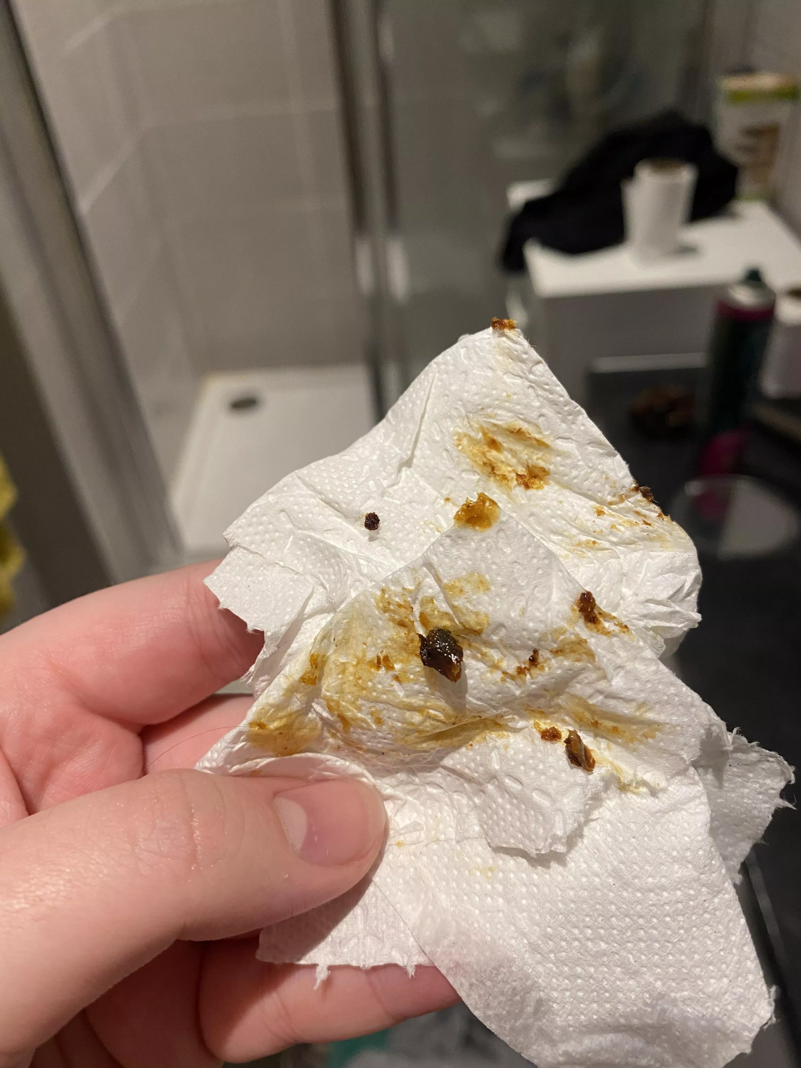 hearing out my left ear sounded all muffled after my shower the other day and i pulled this bad boy out!