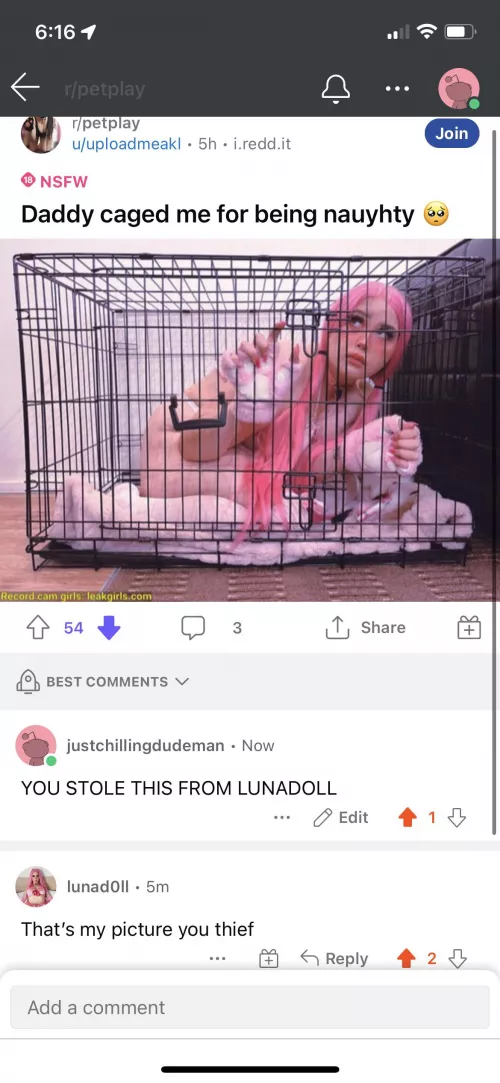 HELP! Stolen Reddit R18 pic being posted here, look at her account. it's her image