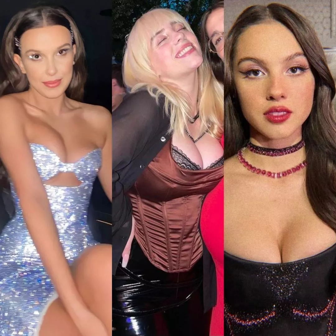 Hey bud, lets get stiff & see whos tits can make us cum hardest - Millie Bobby Brown, Billie Eilish or Olivia Rodrigo Hey bud, lets get stiff & see whos tits can make us cum hardest - Millie Bobby Brown, Billie Eilish or Olivia Rodrigo