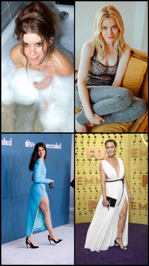 Hey, please milk my morning wood as Kate Mara, Gillan Jacobs, Anne Hathaway or Robin Wright while I am showing off.