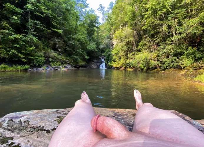 Hiked out to this perfect little swimming hole by a really nice waterfall. Swam out to this rock and just lay there getting some sun. Felt great.