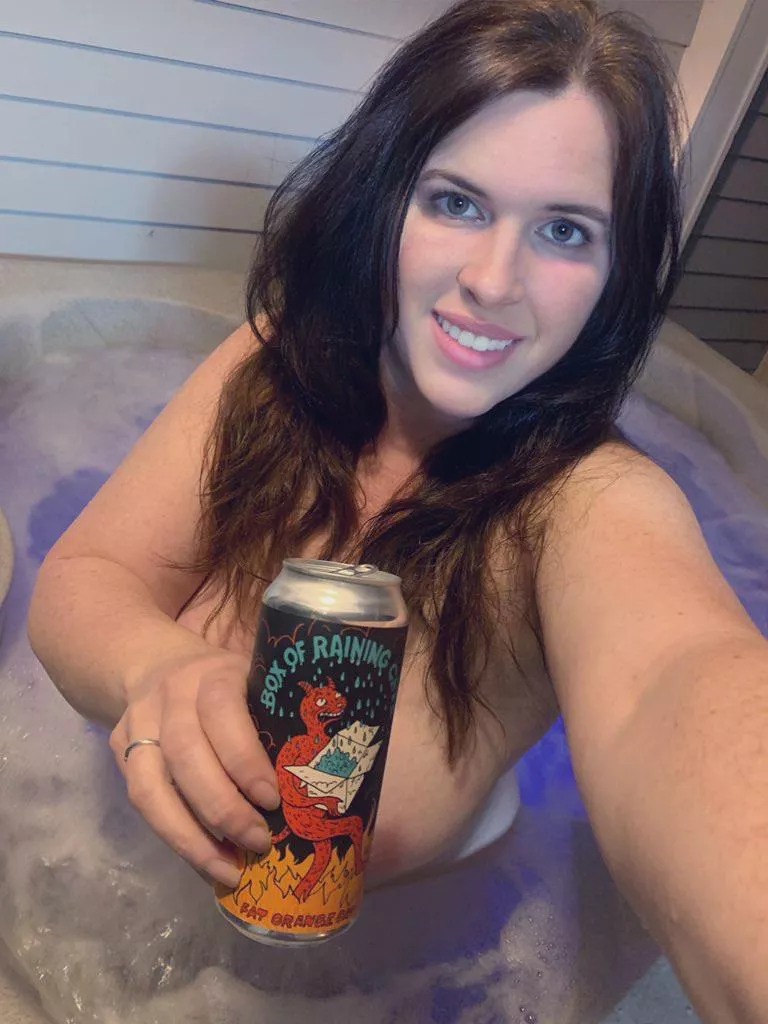 Home from work and having an iced cold DIPA from Fat Orange Cat.