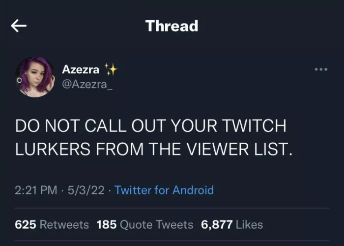 I came across this tweet and was a bit torn. What are your thoughts on acknowledging lurkers?